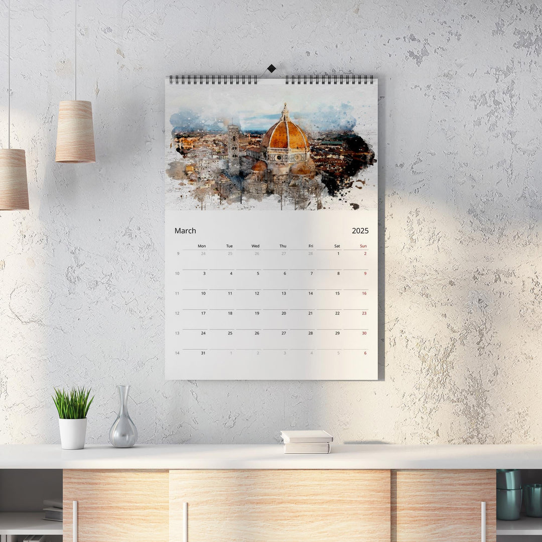 Italy 2025 Calendar | Large A3 A4 11x16.5" | Watercolour Painting Italy Art Calendar | New Year Christmas Travel Gift | Eco Friendly