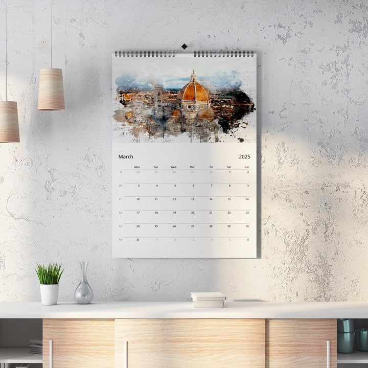 Italy 2025 Calendar | Large A3 A4 11x16.5" | Watercolour Painting Italy Art Calendar | New Year Christmas Travel Gift | Eco Friendly